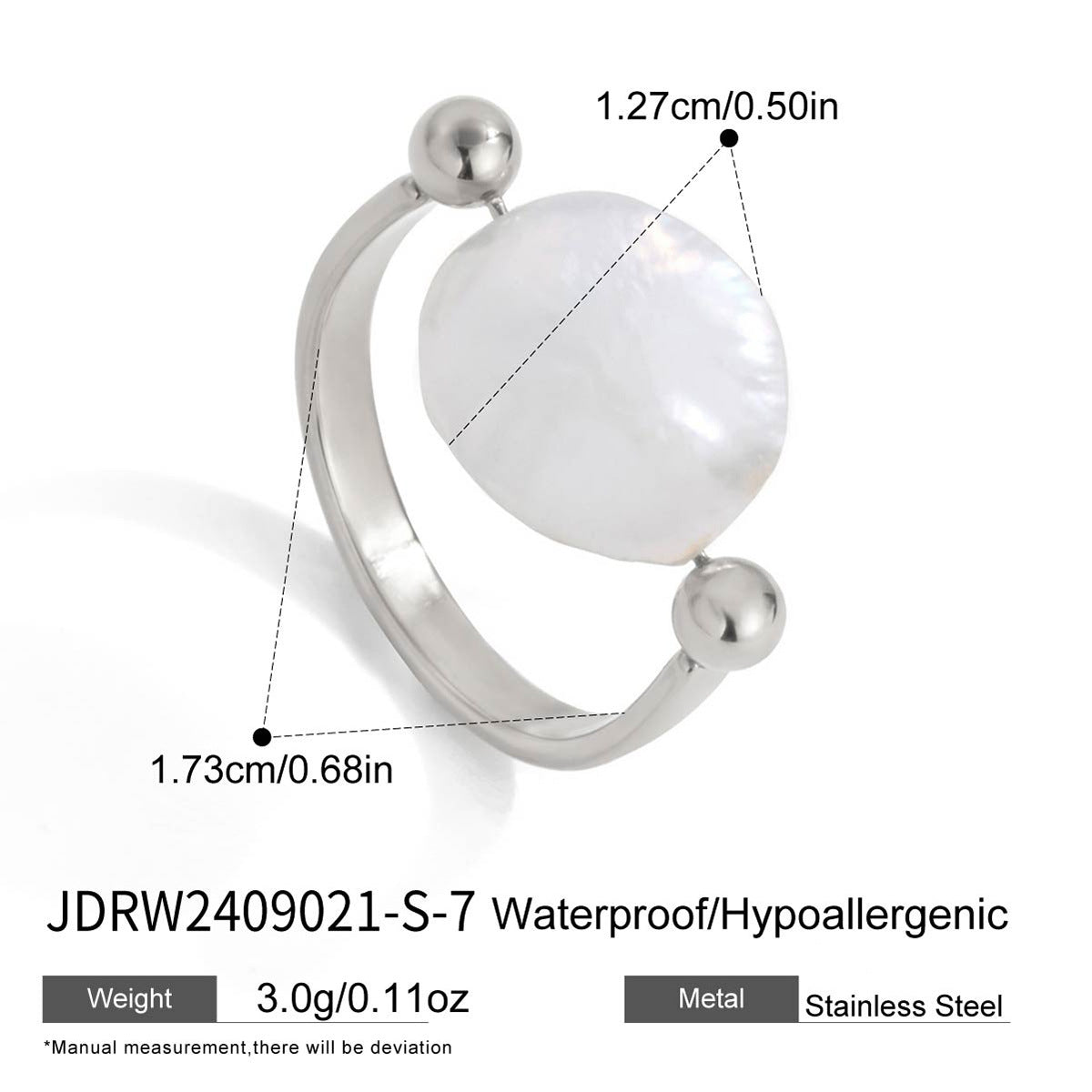 Minimalist Elegant Geometric Oval Stainless Steel PVD Ring for Women