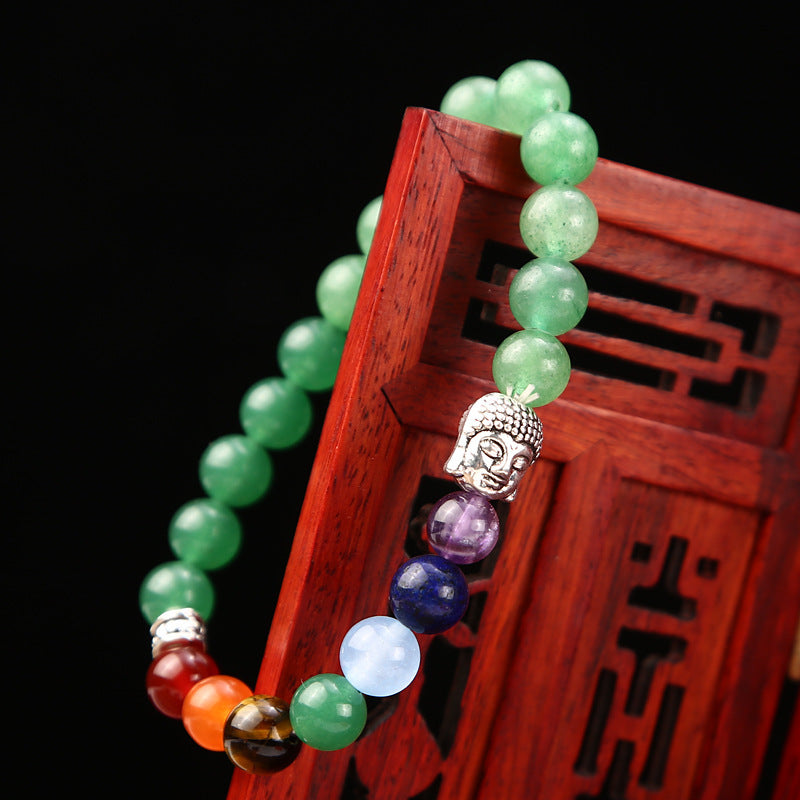 Unisex Geometric Alloy Bracelet Set with Tiger Eye, Green Aventurine and Red Agate Beads