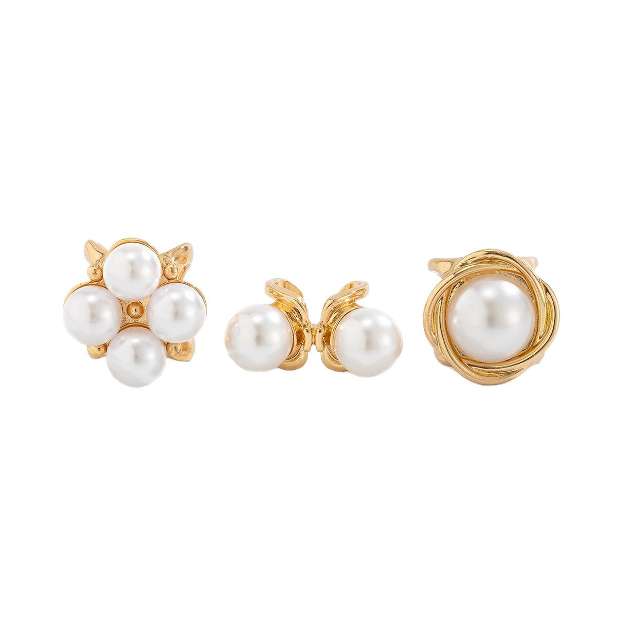 Set de Anillos de Aleación Barrocos Huecos con Perlas de Imitación Elegantes para Mujer