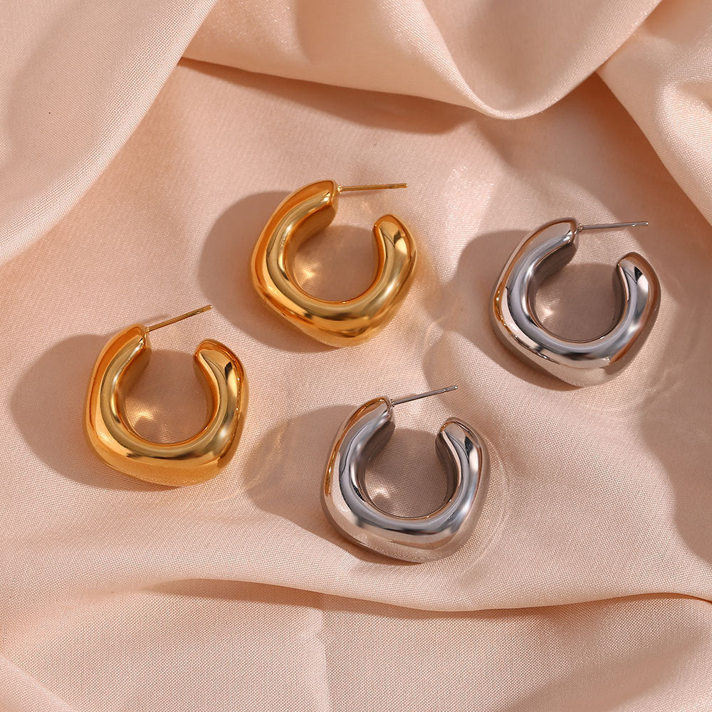 Minimalist Luxe Stainless Steel Square Hollow Hoop Earrings for Women with Polished Edges