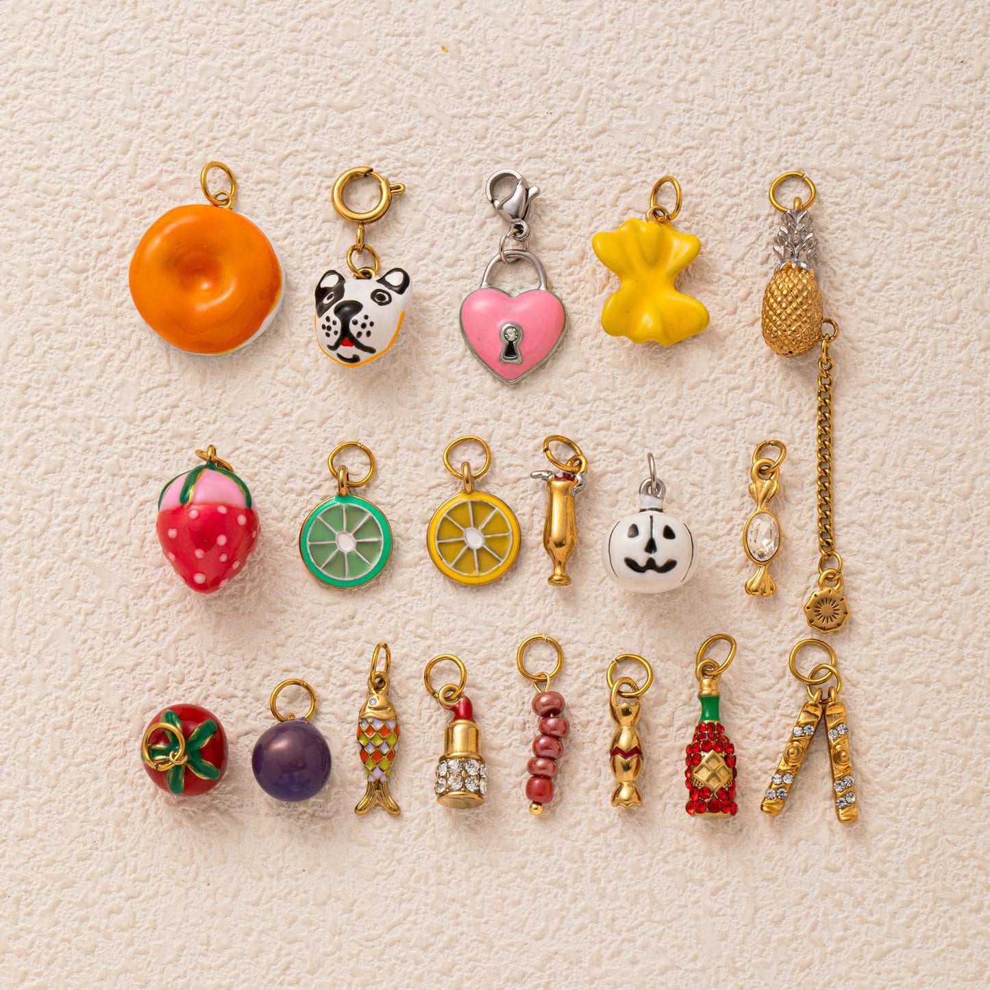 Vintage 18K Gold Plated Stainless Steel Round Pumpkin Charm Bar for DIY Jewelry Making