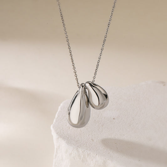Fashion Geometric Teardrop Titanium Steel Pendant Necklace for Women
