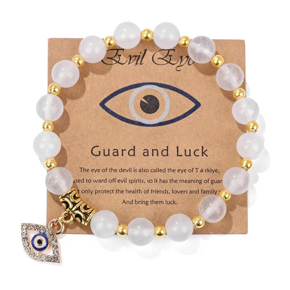 Minimalist Geometric Evil Eye Rhinestone Beaded Bracelet Unisex Yoga Energy Jewelry