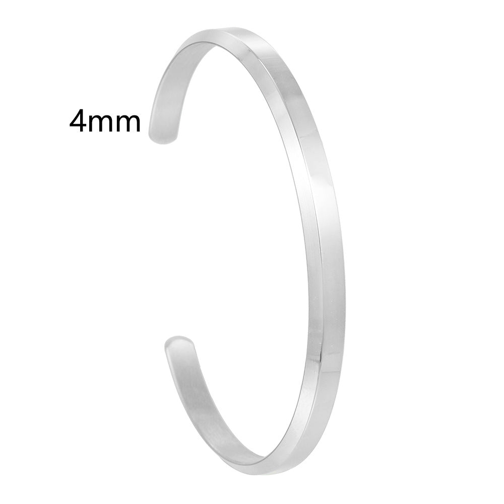 Minimalist 18K Gold Plated Geometric Titanium Steel C-Shape Open Bangle
