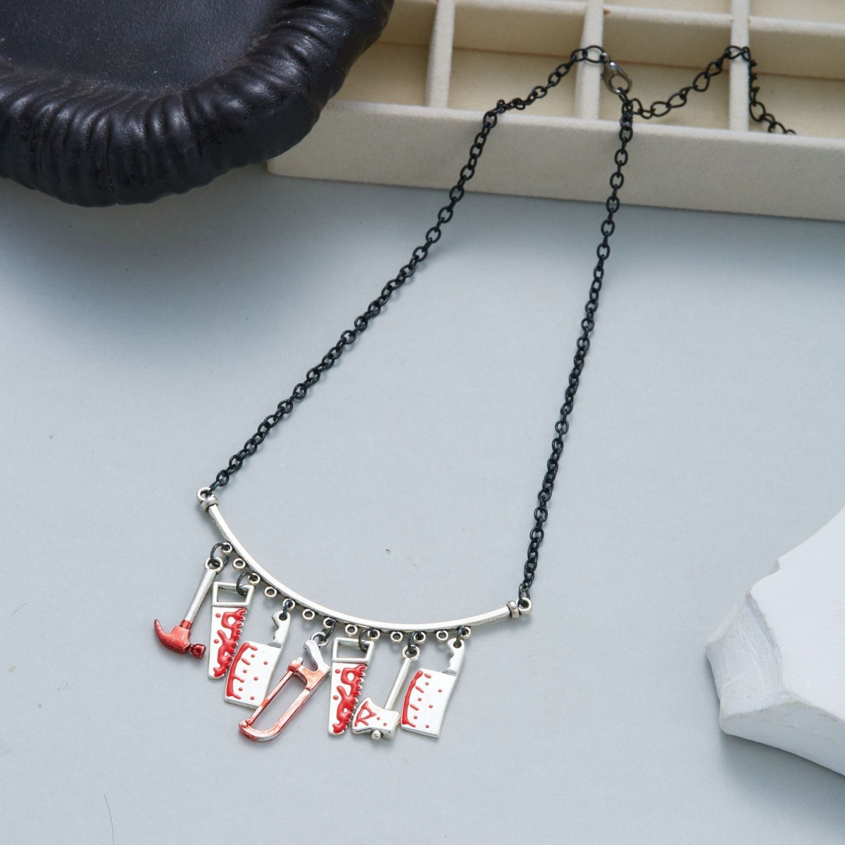 Gothic Cartoon Teardrop Geometric Alloy Plated Layered Necklace for Women