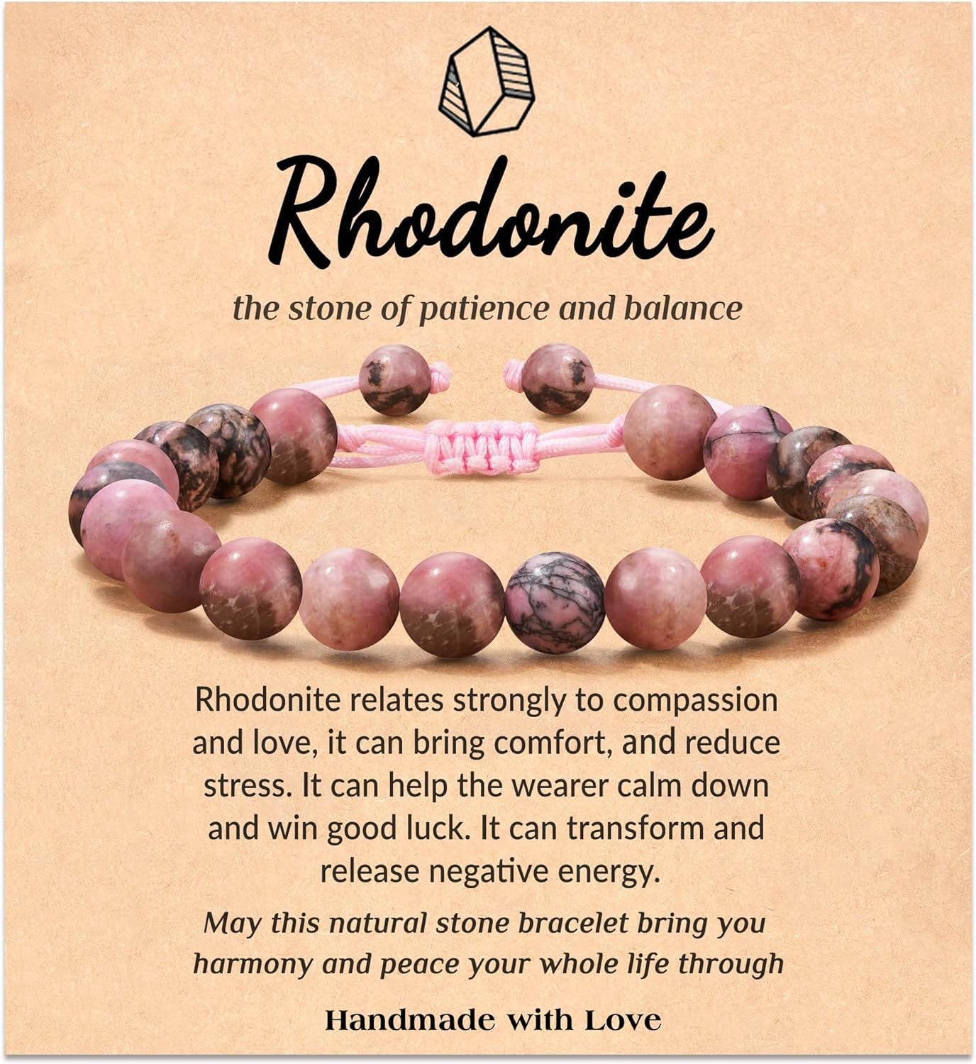 Sweet Geometric Natural Stone Beaded Bracelet with Agate and Crystal for Unisex