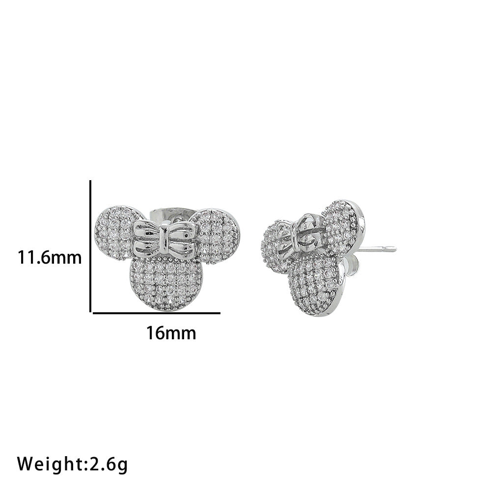 Bonito Collar Colgante Geométrico Minimalista de Mickey Mouse para Mujer con Incrustaciones Completas de Diamantes de Imitación en Cadena O de Acero de Titanio