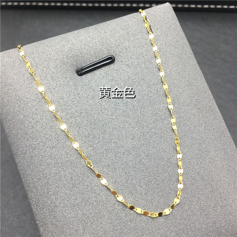 Collana a catena a O in acciaio al titanio minimalista da donna Collana sottile per clavicola senza ciondolo Gioielli in acciaio inossidabile ipoallergenici