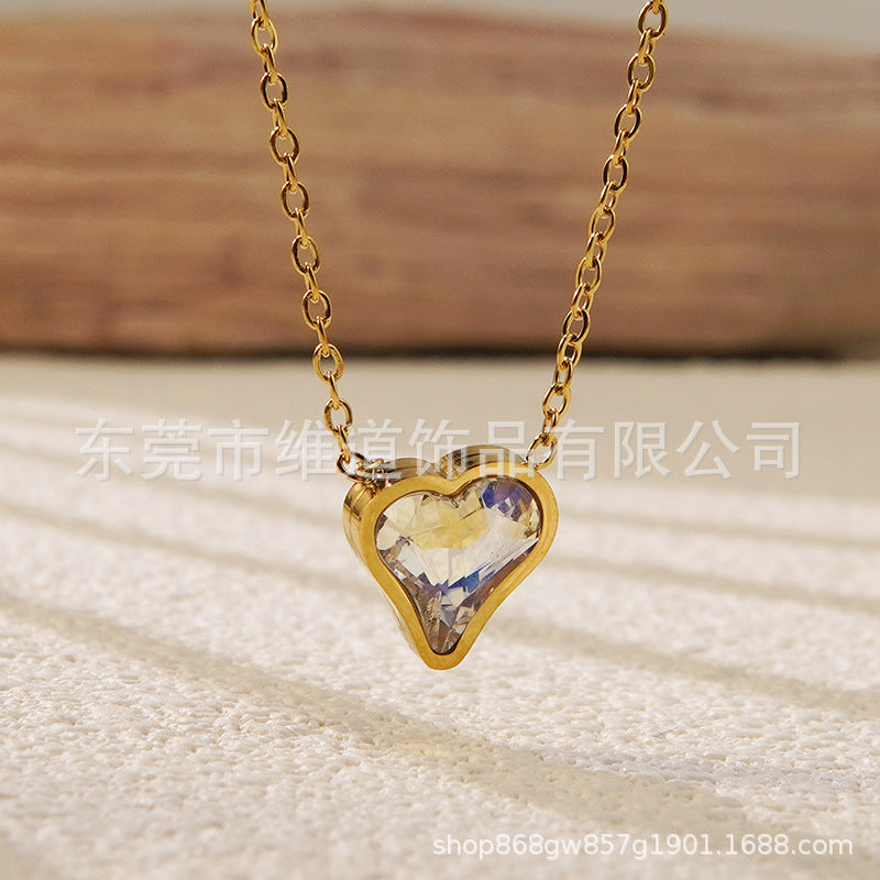 Minimalist Heart Teardrop Geometric Stainless Steel Plated Pendant Necklace for Women