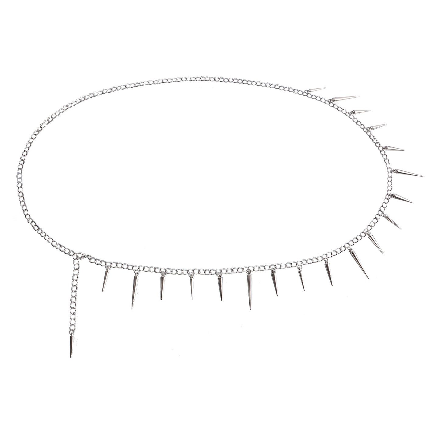 Cadena geométrica de estilo punk con tachuelas para mujer en metal con estética minimalista de lujo