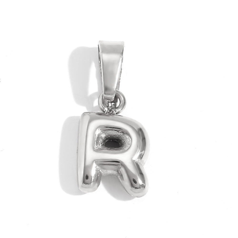 Ciondolo con mini lettera a bolla placcato oro 18 carati in acciaio inossidabile, moda minimalista