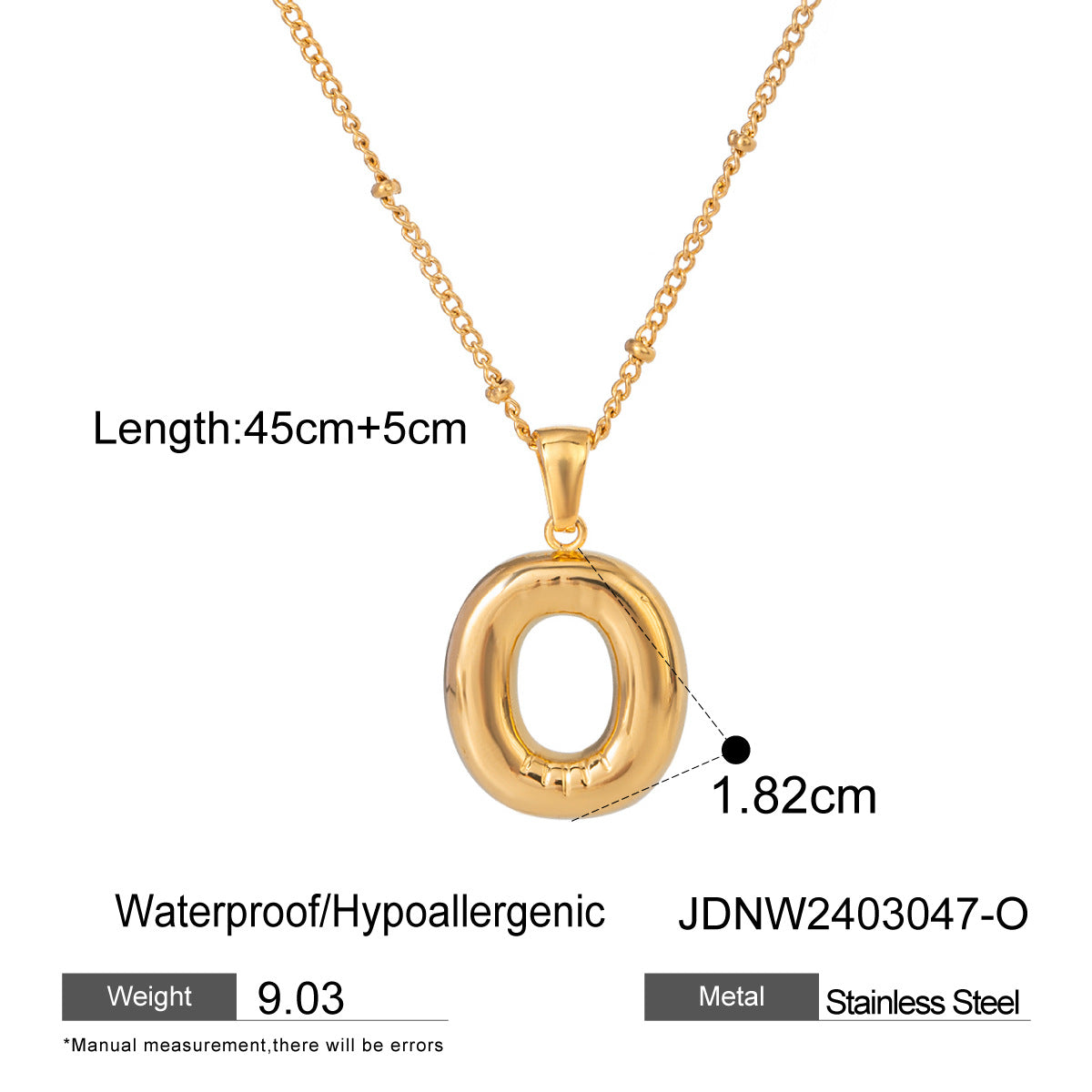 Minimalist Stainless Steel Letter Pendant Necklace Plated Titanium Steel Chain for Women
