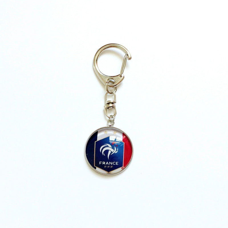 Sporty Round Stainless Steel Keychain National Football Team Souvenir Gift