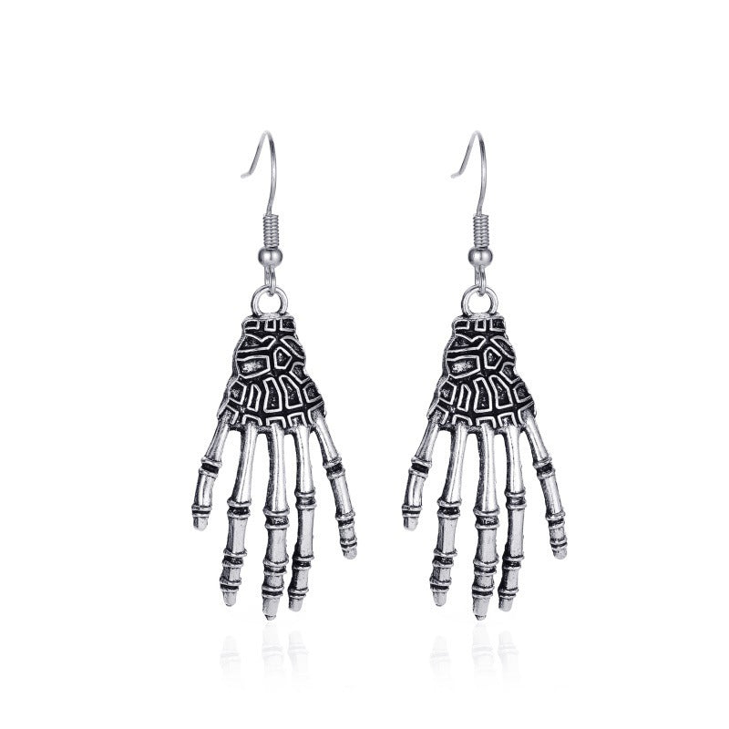 Pendientes de aleación con diseño de calabaza y calavera, estilo punk, chapados en oro, para mujer, temáticos de Halloween