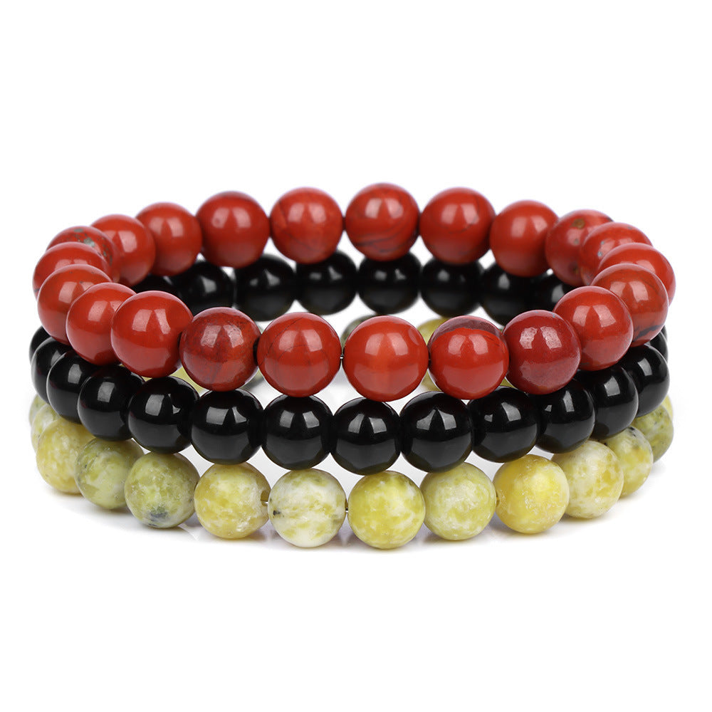 8mm Natural Rose Quartz and Agate Geometric Beaded Bracelet Unisex Crystal Jewelry
