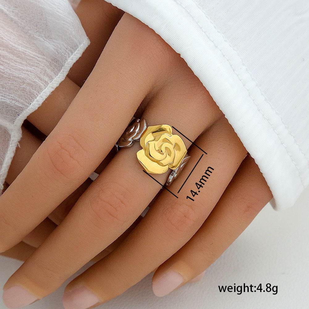 Anillo Ajustable Minimalista Geométrico de Acero Inoxidable con Baño de Oro para Mujer y Hombre