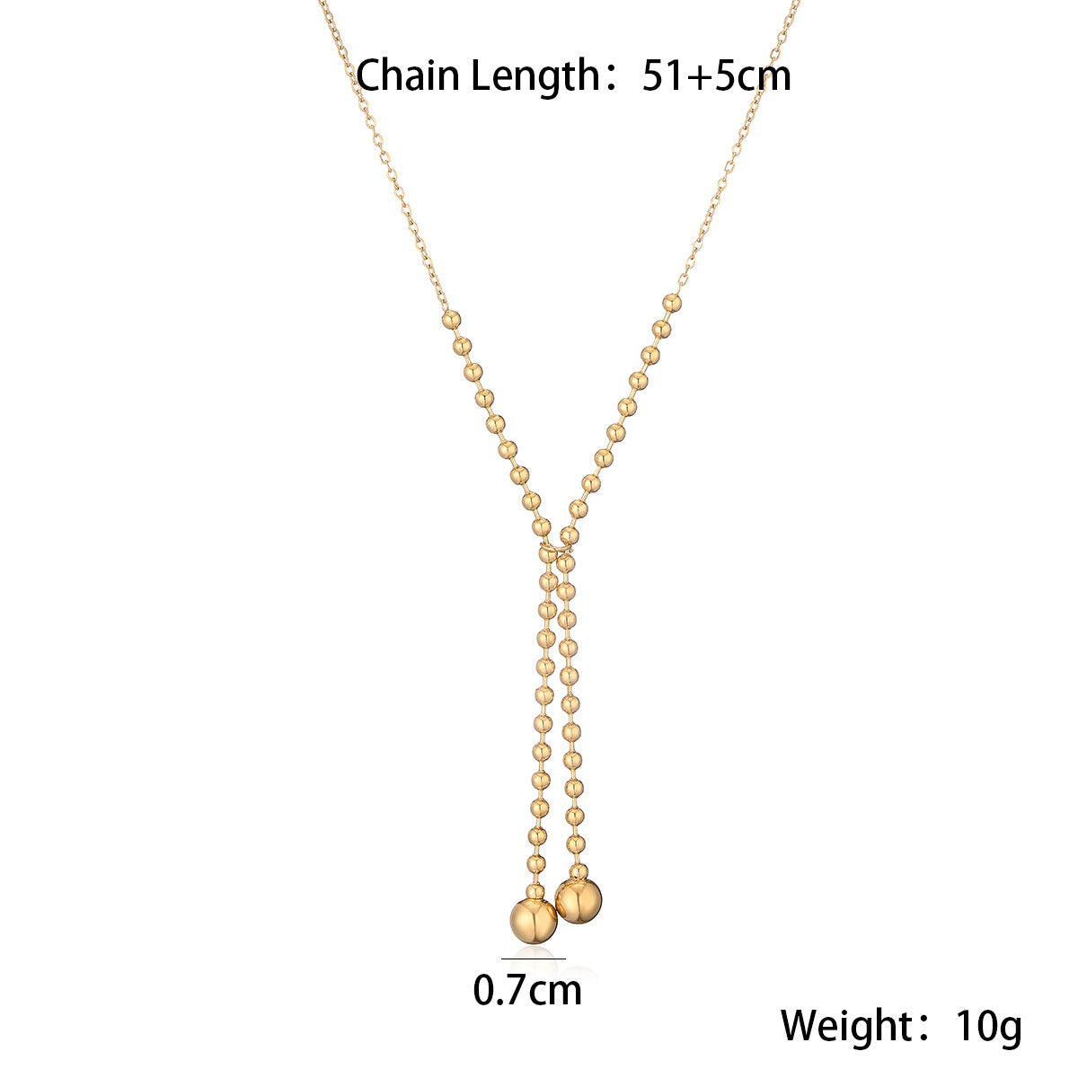 Minimalist Geometric Stainless Steel Tassel Ball Pendant Necklace for Women