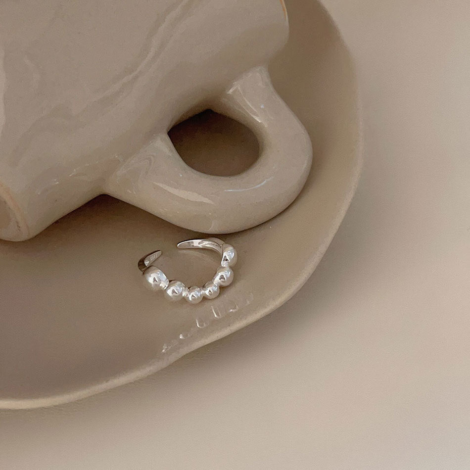 Minimalist Heart-Shaped 925 Sterling Silver Ring with Beveled Square Grain Detail for Women