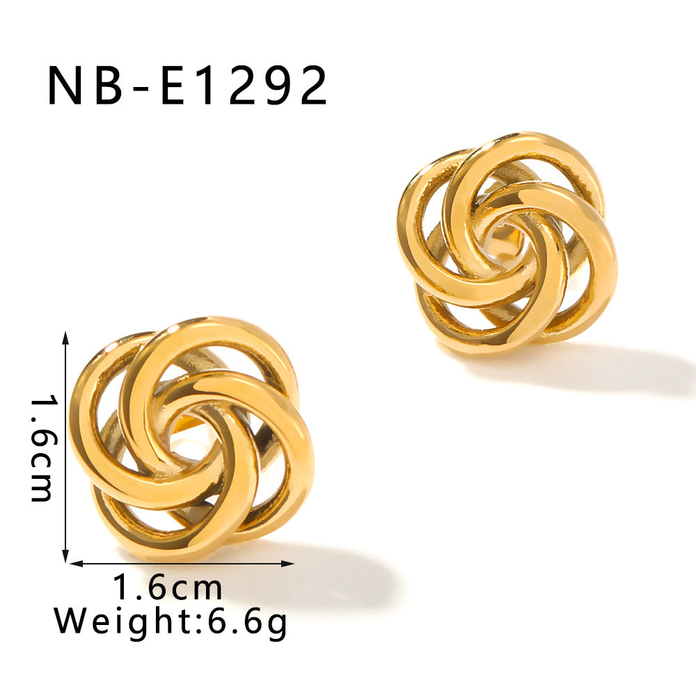 Minimalist Geometric Stainless Steel Hoop Earrings with 18K Vacuum Plating for Women