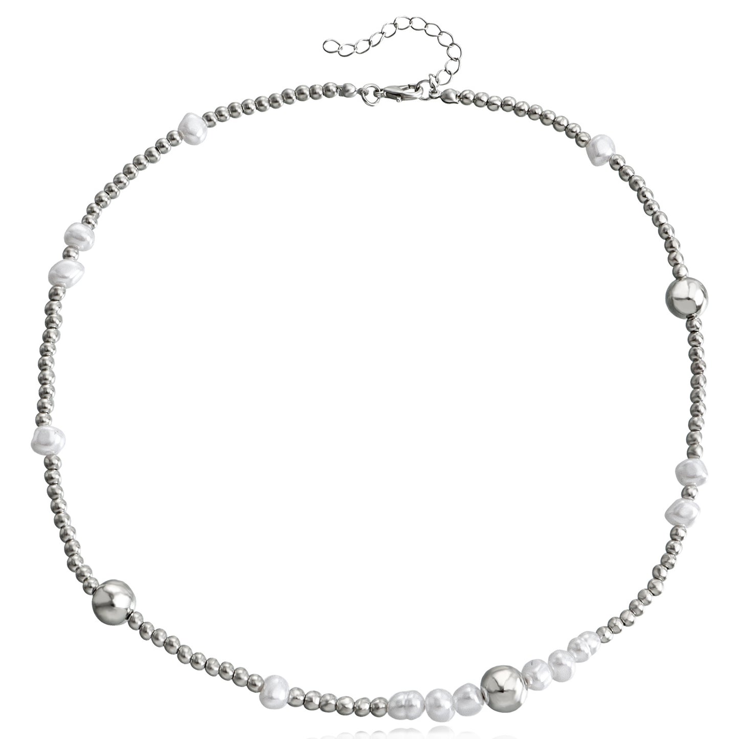 Minimalist Gray Beaded Handwoven Alloy Heart Pendant Necklace for Women with Plated Finish