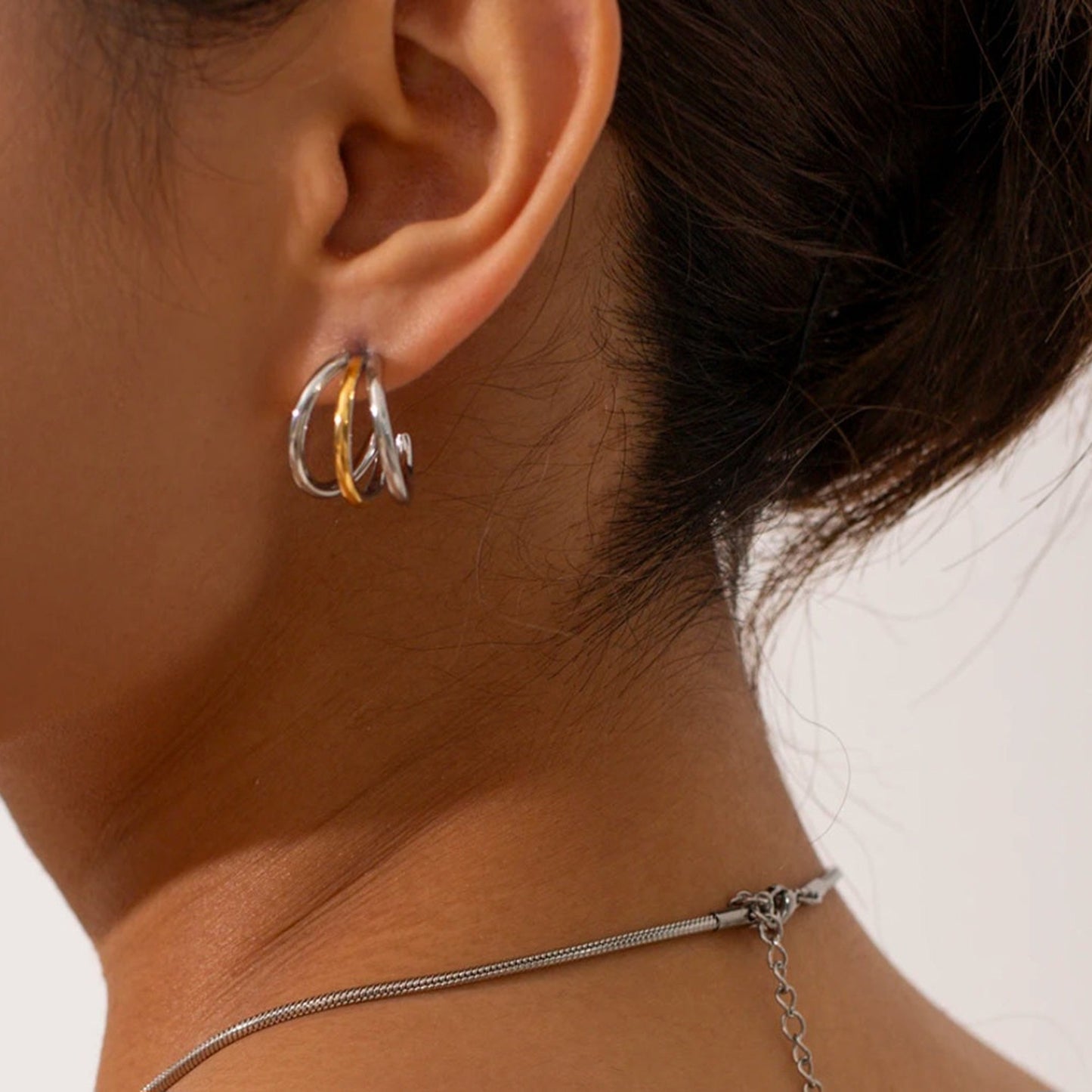 Minimalist Geometric Stainless Steel Stud Earrings with Titanium Steel Posts for Women
