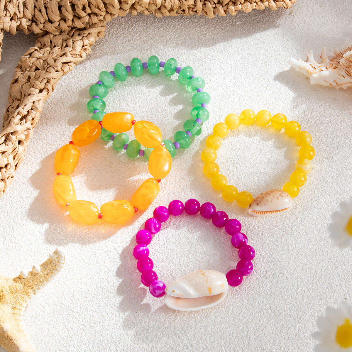 Exaggerated Bohemian Resin Shell Animal Bracelet Set for Women