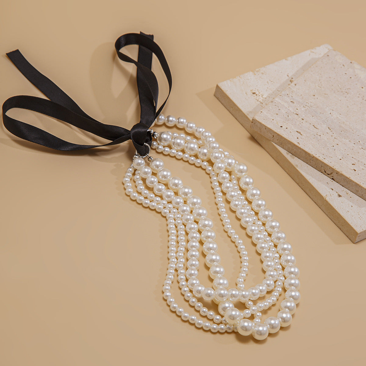 Luxury Elegant Geometric Pearl Beaded Ball Chain Necklace with Tassel DIY Charm Bar for Women