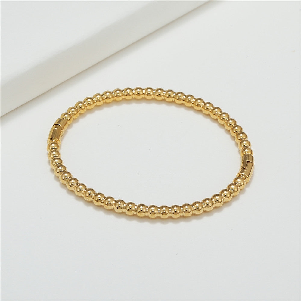 Minimalist Geometric Titanium Steel Bracelet with Gold Inlay for Women and Unisex Fashionable Office Wear