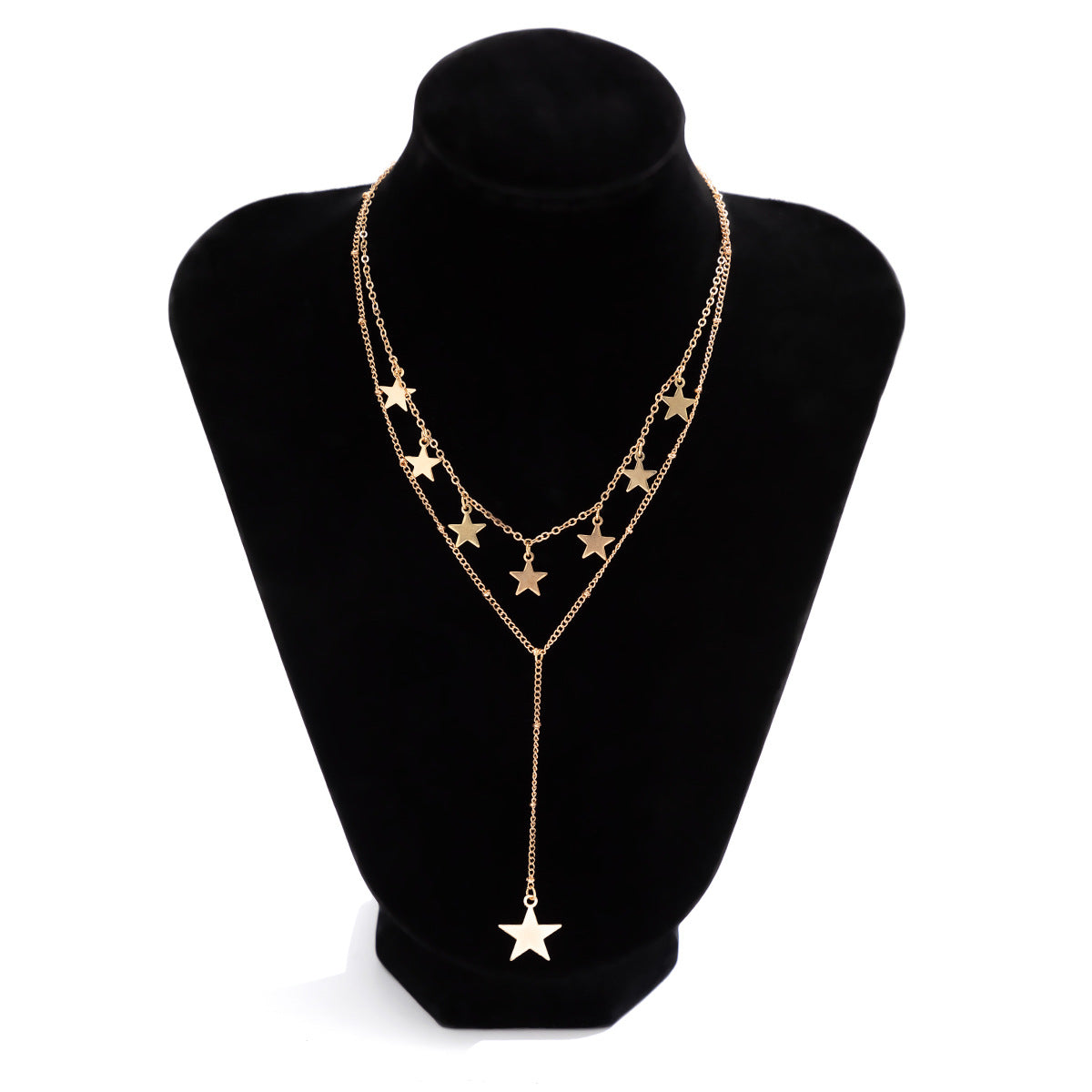 Minimalist Star-Shaped Pendant Necklace with Tassel Detail, Electroplated Copper on Metal Chain for Women