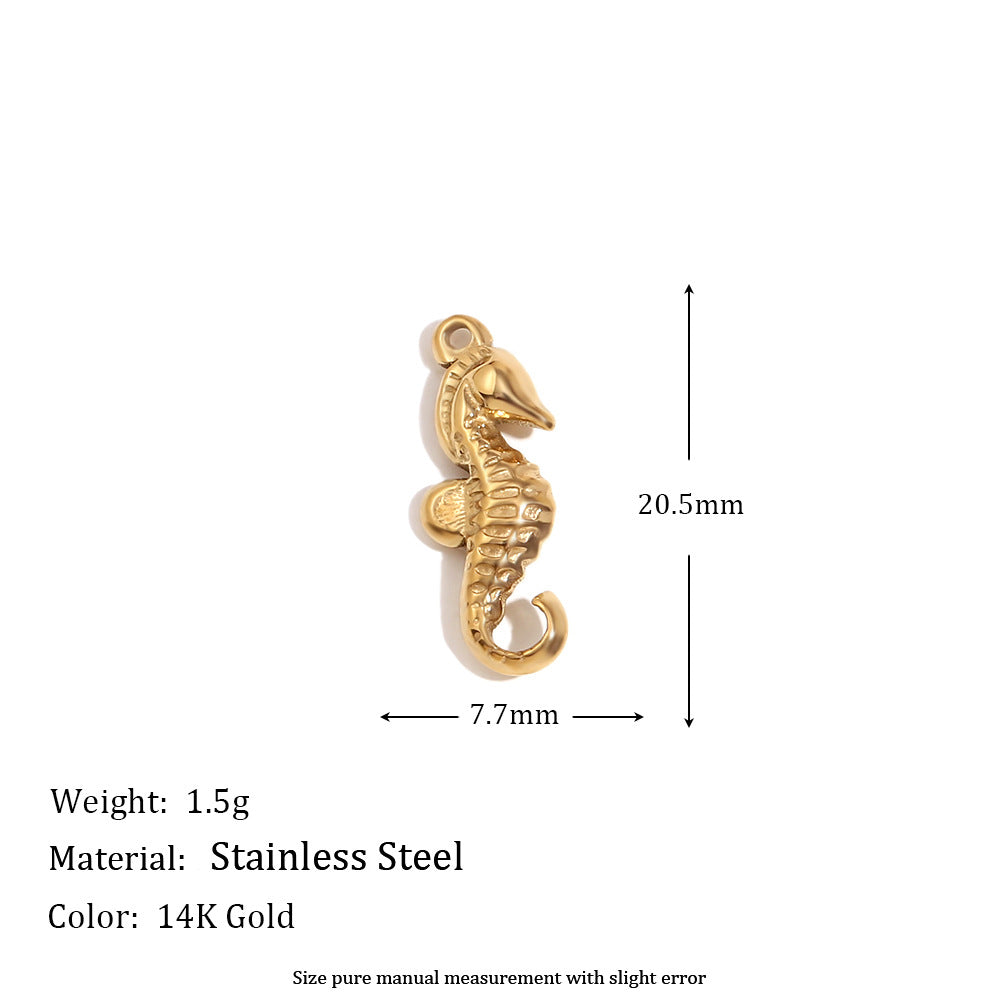 Elegant 14K Gold Plated Stainless Steel Marine Shell Smiley Face Charm Bar