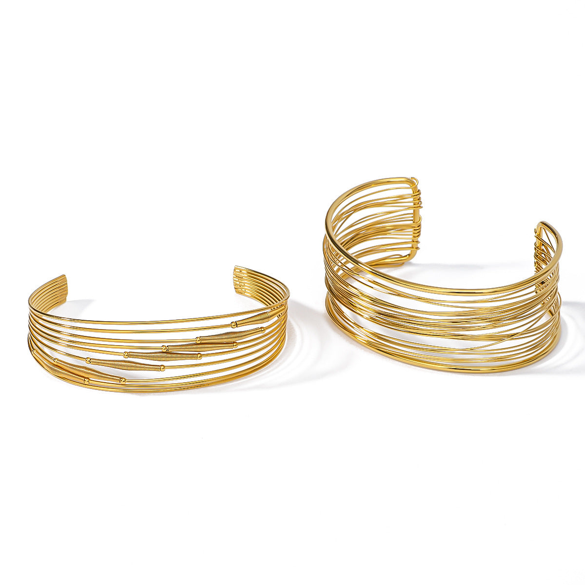 Minimalist Stainless Steel Multi-Layer Line Bracelet with 18K Gold Plating for Women