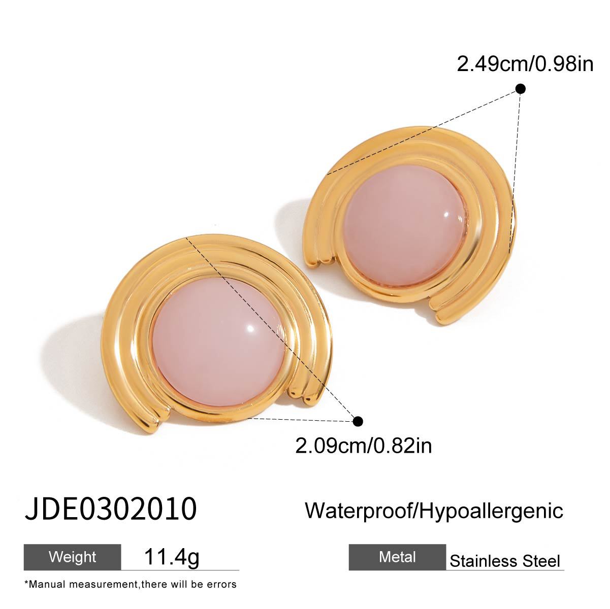 Elegant Round Geometric Stainless Steel Plated Faux Pearl Stud Earrings for Women