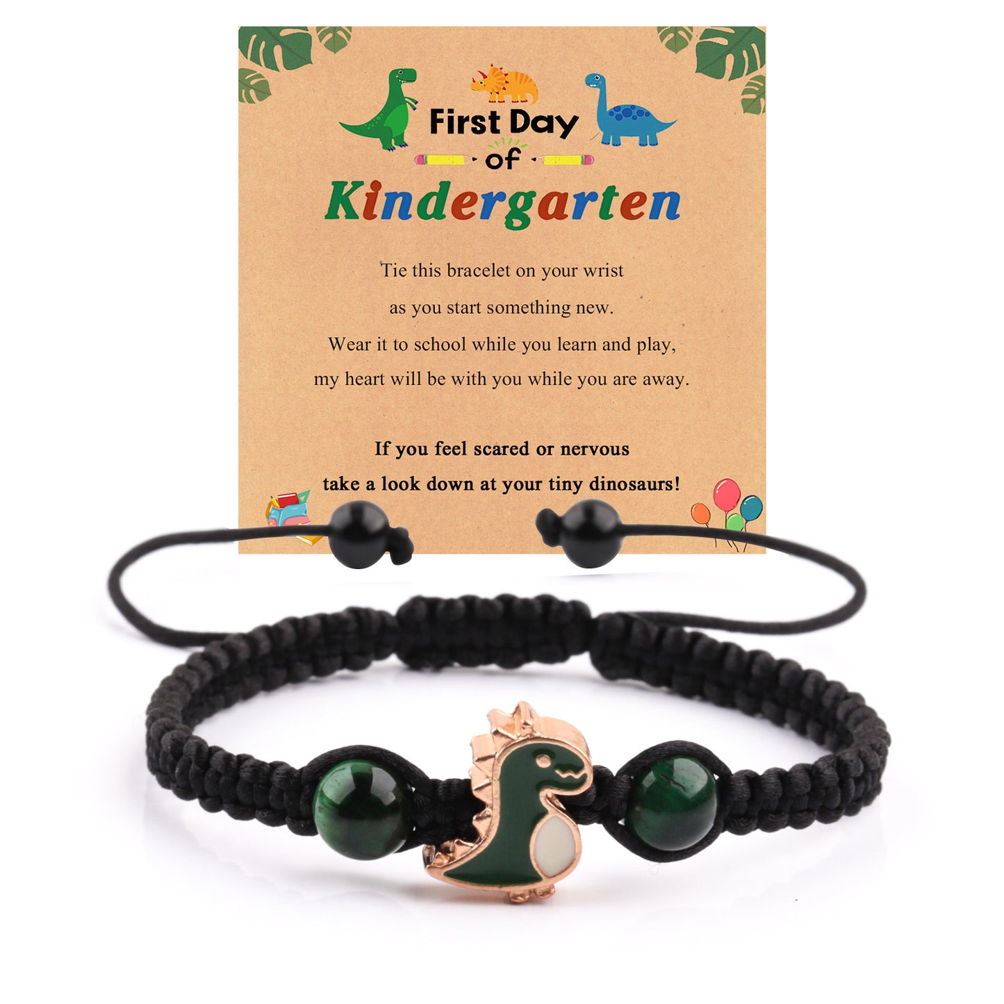 Minimalist Hand-woven Stainless Steel Bracelet with Green Aventurine Obsidian Green Tiger Eye Dinosaur Charm Unisex