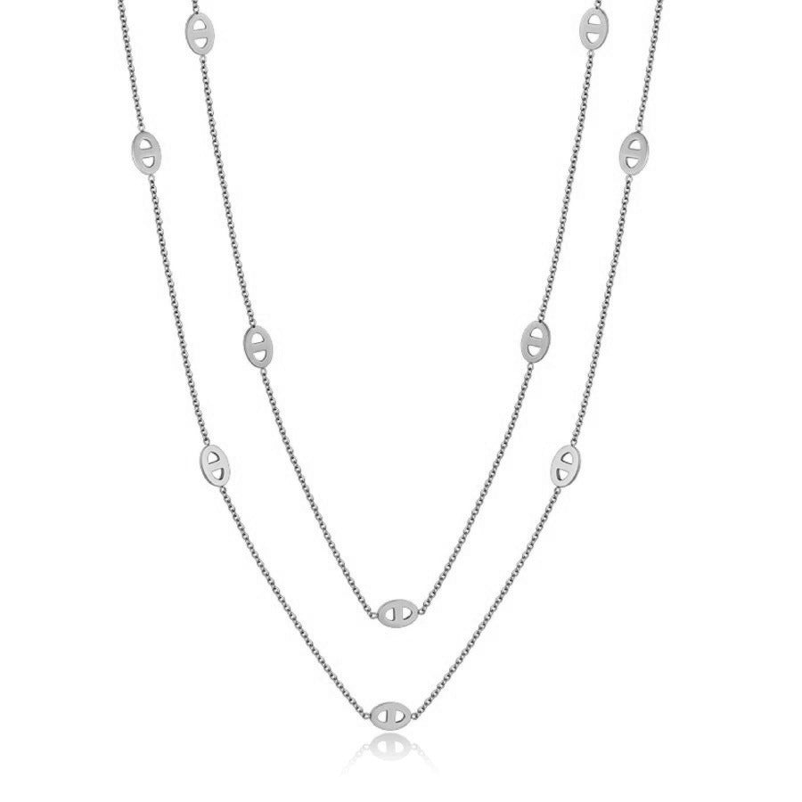 Minimalist Luxury Double Layer Pig Nose Titanium Steel Necklace for Women Long Sweater Chain