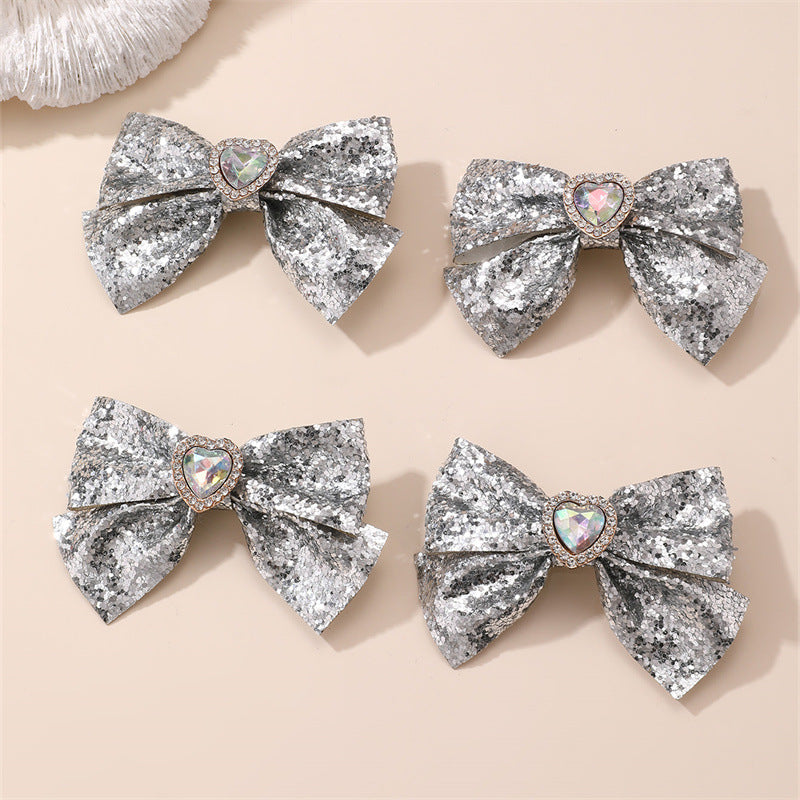 Natural Style Bow-Shaped Hair Clip Set for Girls with Polyester Material and Ruffled Mesh Detail
