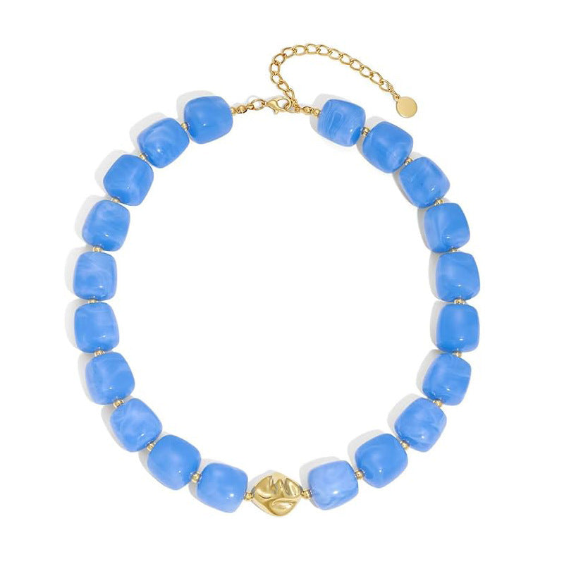 Casual Geometric Resin Polished Necklace for Women