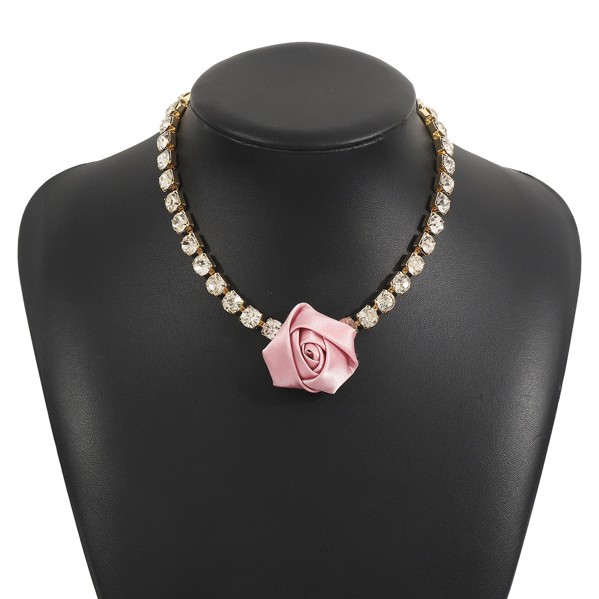 Elegant Luxury Floral Pendant Necklace with Rhinestone Accents for Women, Alloy Chain, Fashionable Clavicle Jewelry for Evening Parties and Daily Wear
