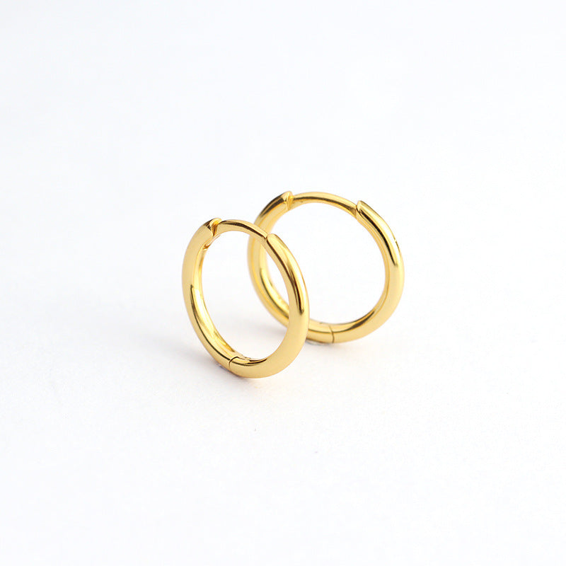 Sweet Minimalist 925 Sterling Silver Polished Round Geometric Hoop Earrings for Women