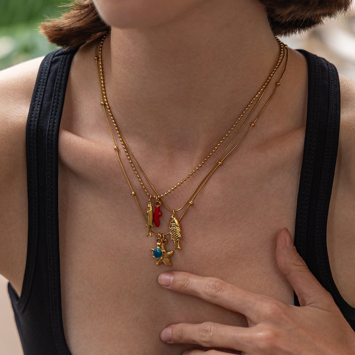Sweet Stainless Steel PVD Animal Pendant Necklace for Women