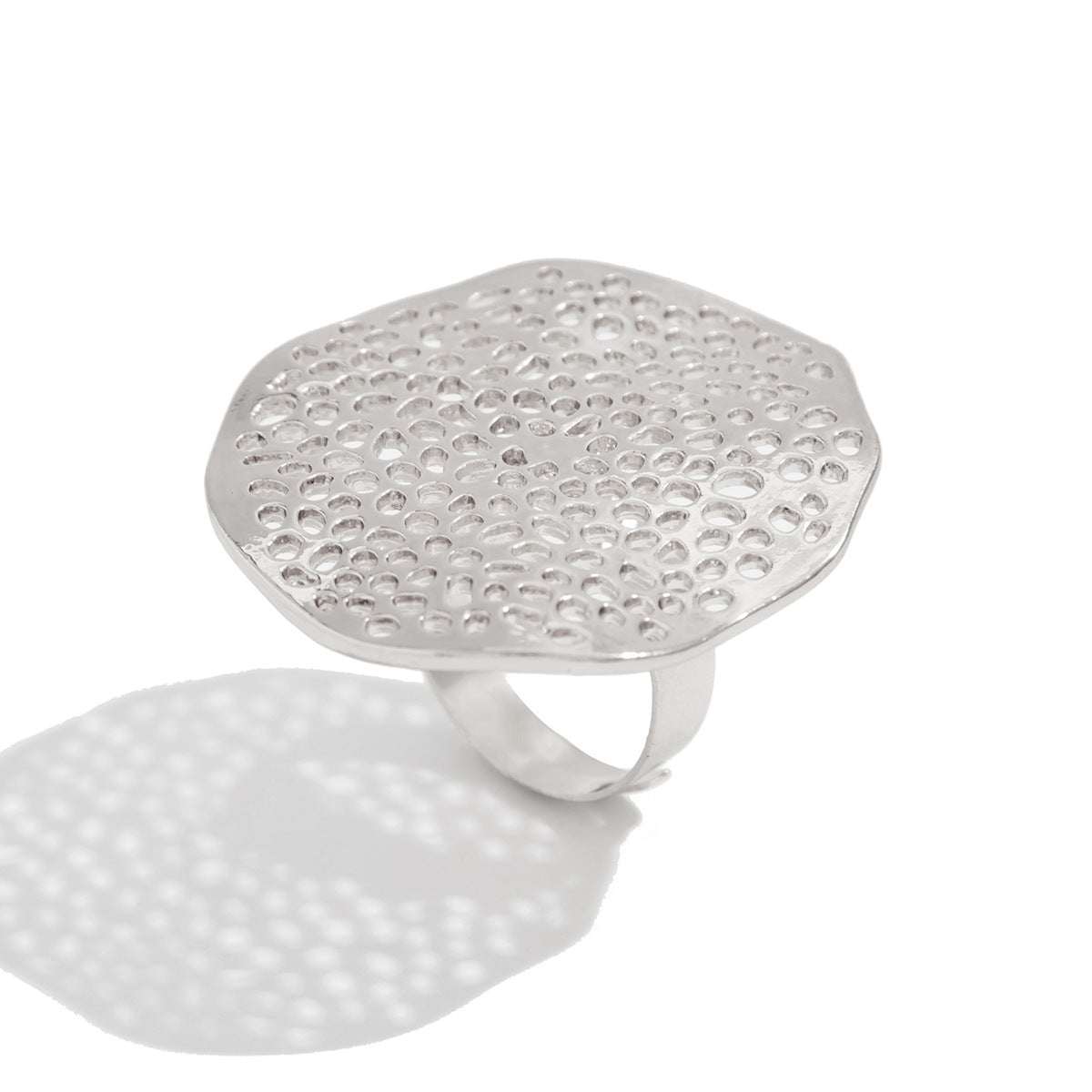 Casual Round Hollow Floral Zinc Alloy Plated Ring Set for Women