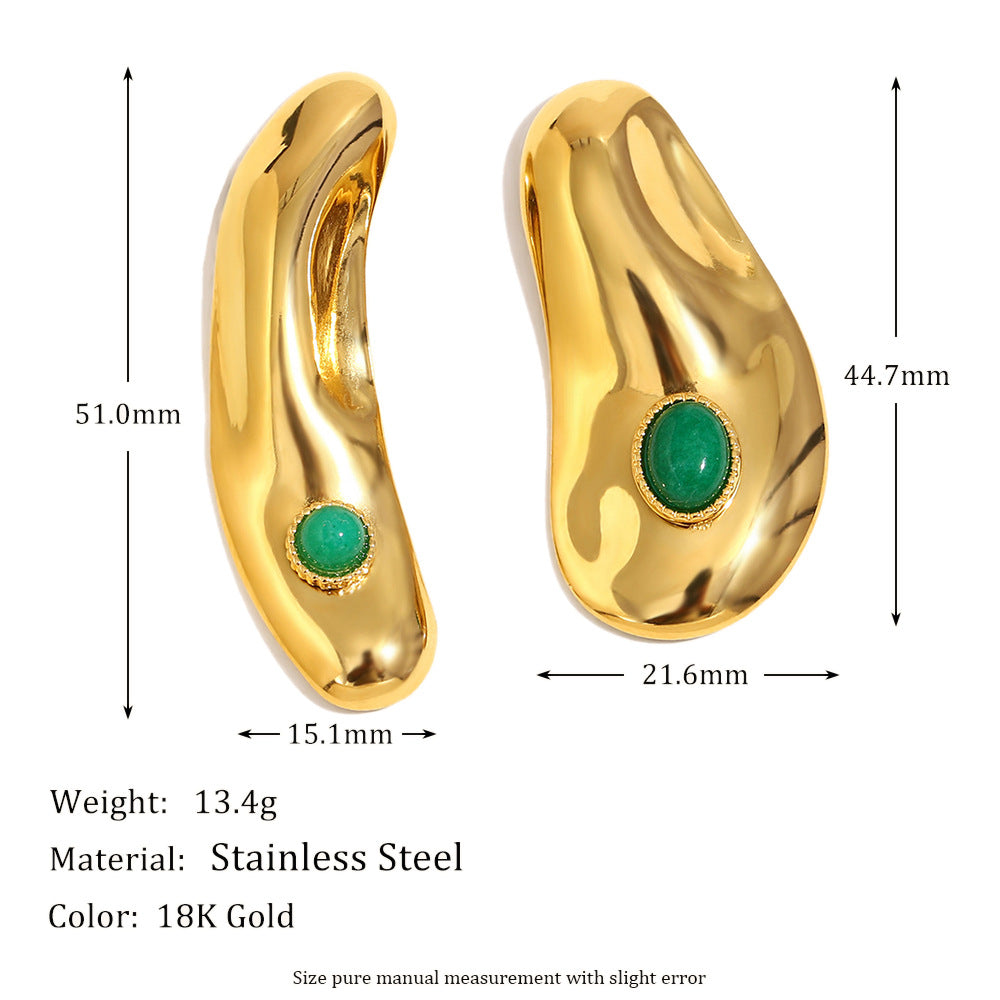 Fashionable Star-Shaped Stainless Steel Earrings with 18K Gold Plating Enamel Shell Pearl and Floral Accents