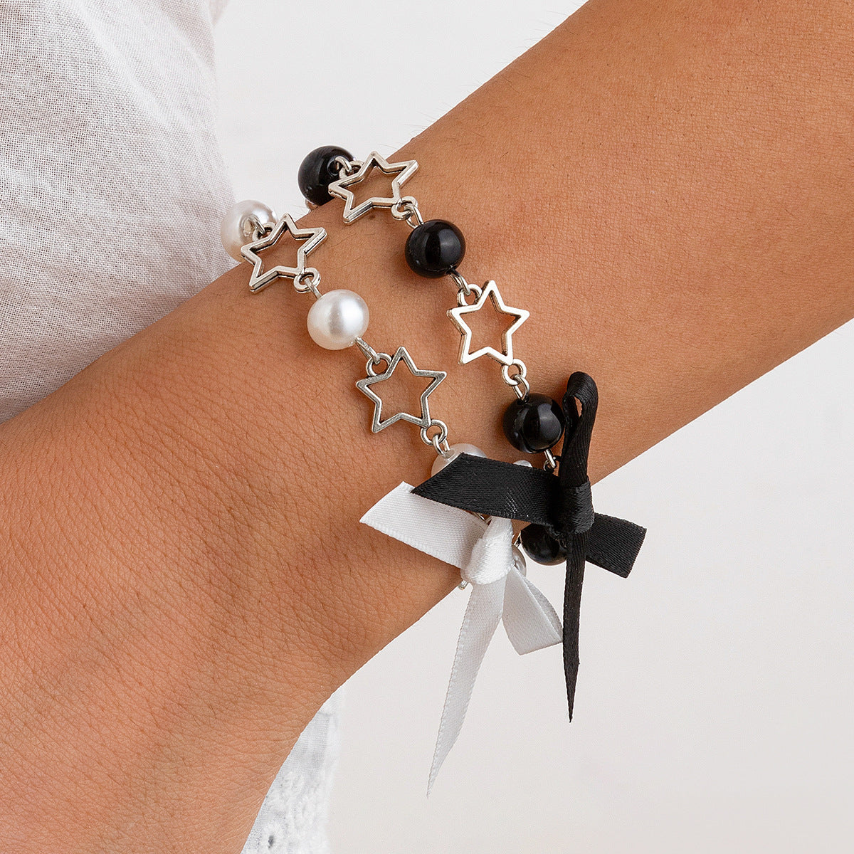 Sweet Butterfly Alloy Bracelet Set with Faux Pearl Plated Jewelry for Women
