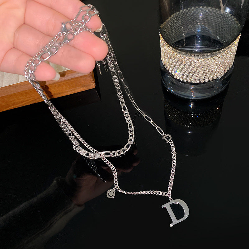 Minimalist Streetwear Letter D Titanium Steel Plated Necklace Unisex