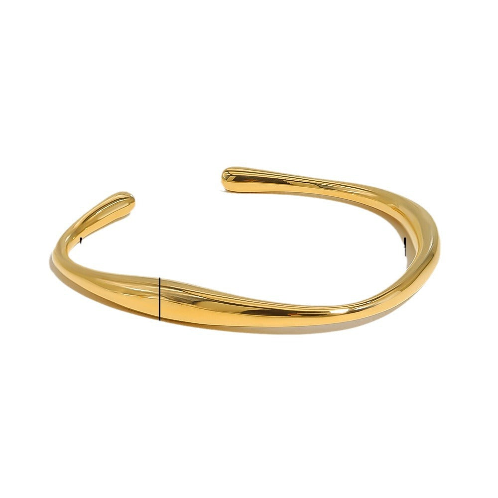Geometric Irregular Stainless Steel Bracelet for Women with Plated Finish, Fashionable and Versatile Design