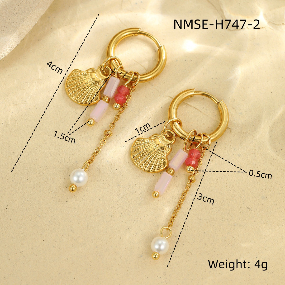 Pendientes de Acero Inoxidable de Estrella de Mar, Inspiración Marina, con Forma Geométrica y Acabado Chapado para Mujer