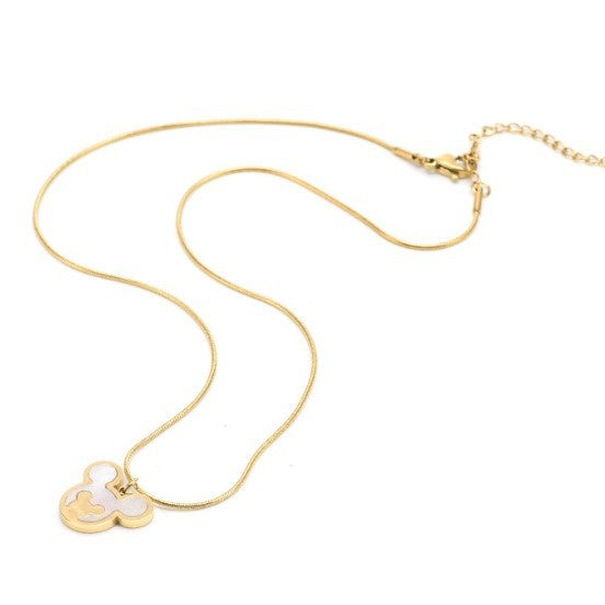Collana Pendente Originale in Acciaio al Titanio a Forma di Testa di Topo Stile Animale con Placcatura e Catena a Serpente Unisex
