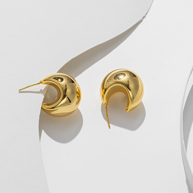 Pendientes de Aro Minimalistas Geométricos de Acero Titanio con Baño de Oro Hipoalergénicos Resistentes al Deslustre para Mujer