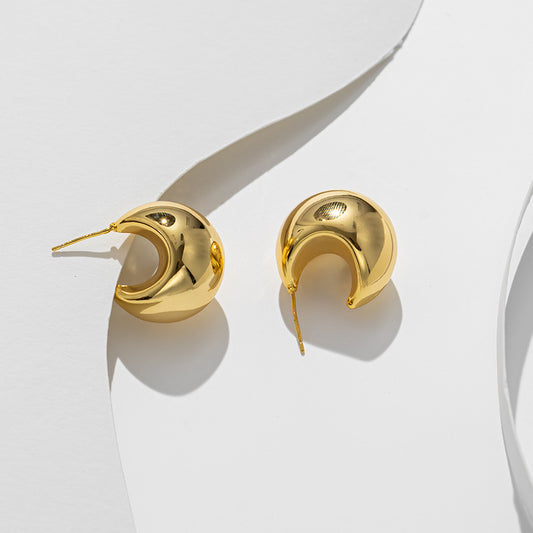 Pendientes de Aro Minimalistas Geométricos de Acero Titanio con Baño de Oro Hipoalergénicos Resistentes al Deslustre para Mujer