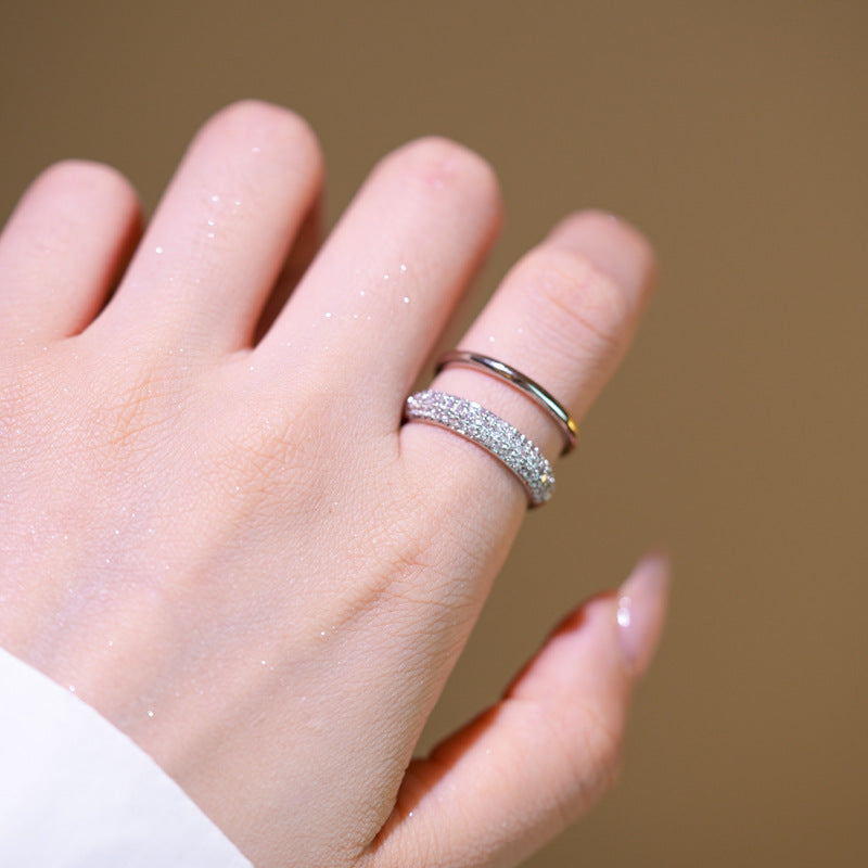 Minimalist Geometric Open Ring for Women with Zirconia Inlay on Gold-Plated Copper Base