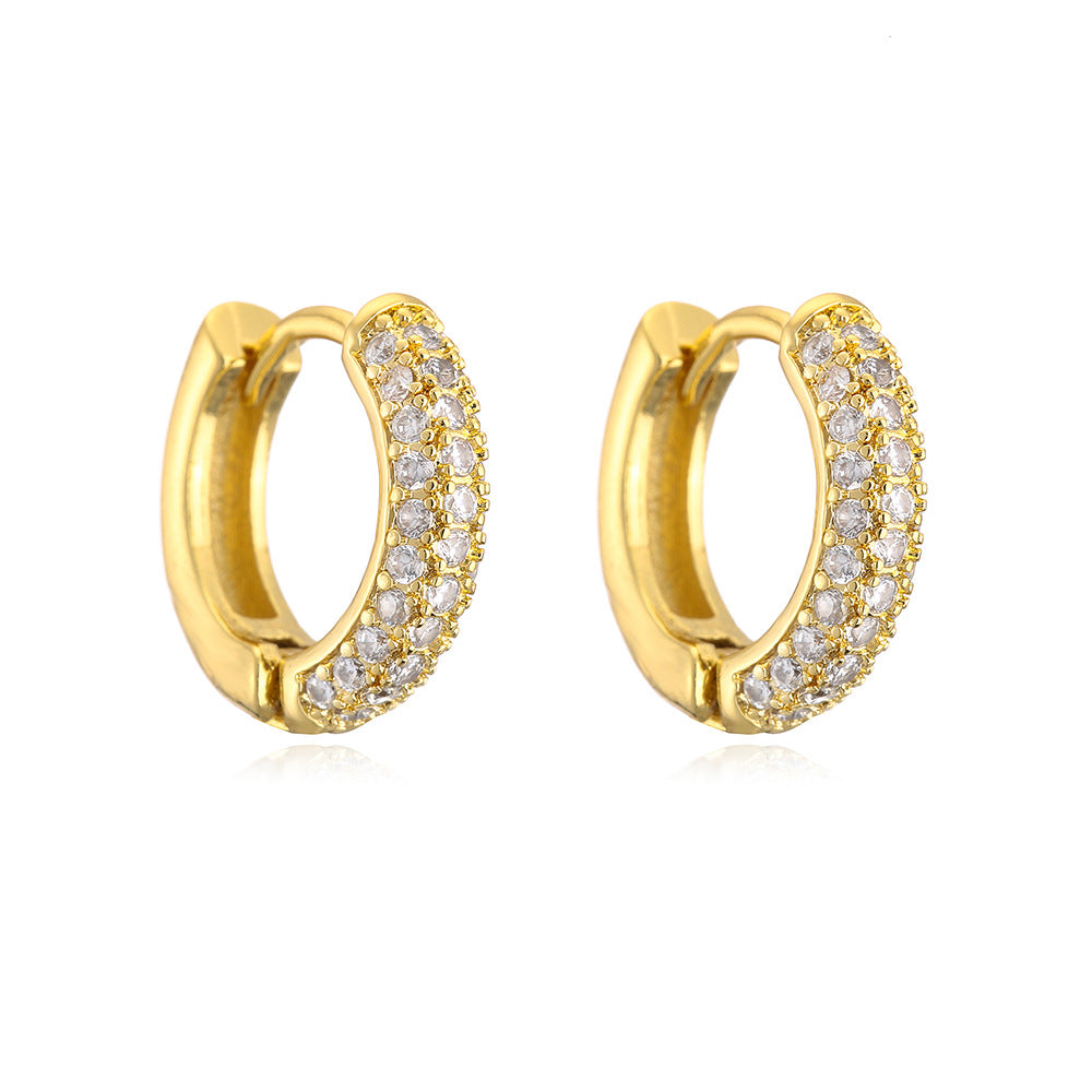 Minimalist Geometric Hoop Earrings for Women in Copper with 18K Gold Plating and Micro-Paved Zirconia